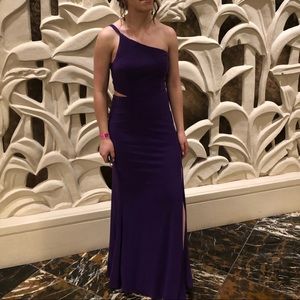 One shoulder purple dress